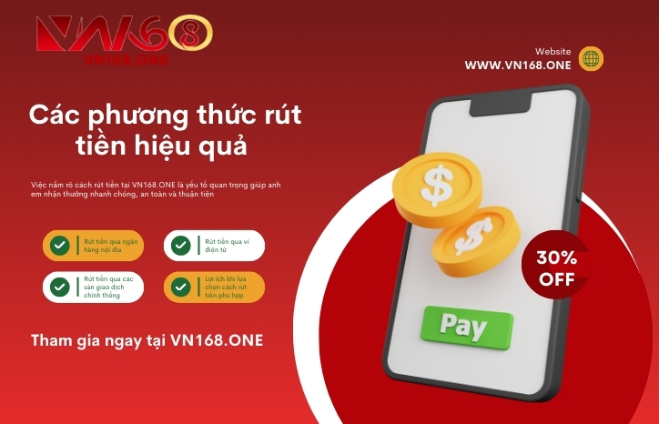 Các phương thức rút tiền hiệu quả tại VN168