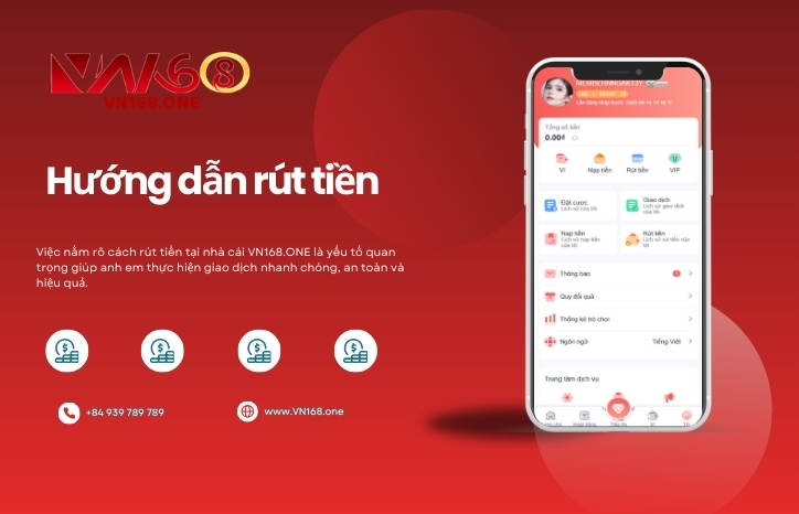 Hướng dẫn rút tiền nhanh chóng từ VN168.ONE